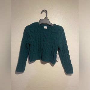 wonder nation Teal Cable Knit Cropped Sweater
